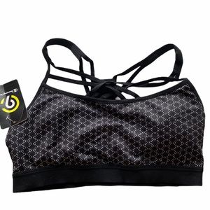 Champion Medium Black Sports Bra Black White New